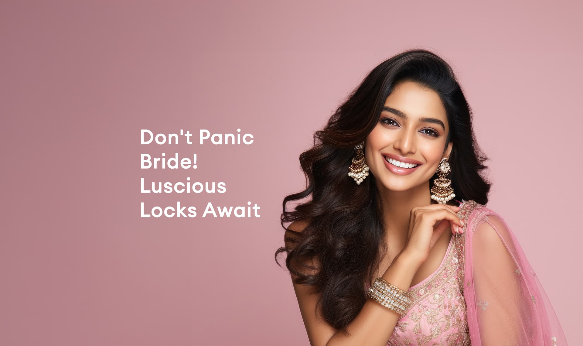 Bride with shiny, smooth hair after Hair Botox treatment.