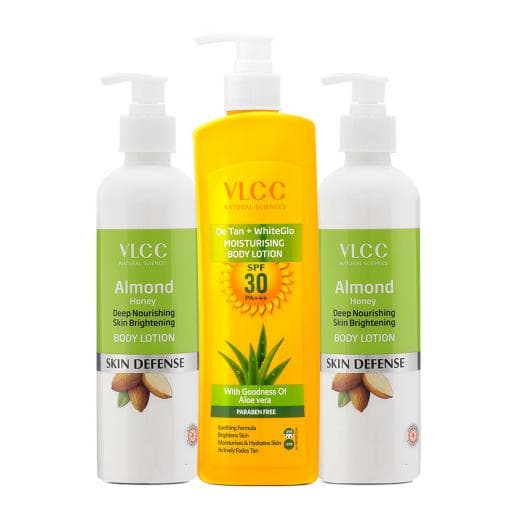 VLCC Almond Honey Skin Brightening & De-Tan + White Glo Moisturising Body Lotion SPF 30 PA+++