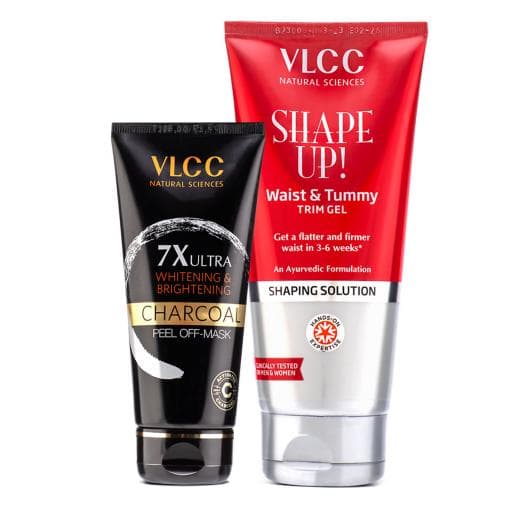 VLCC Shape Up Waist & Tummy Trim Gel & 7X Ultra Whitening & Brightening Charcoal Peel Off Mask