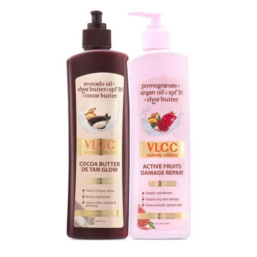 VLCC Cocoa Butter De-tan Glow & Active Fruits Damage Repair Body Lotion