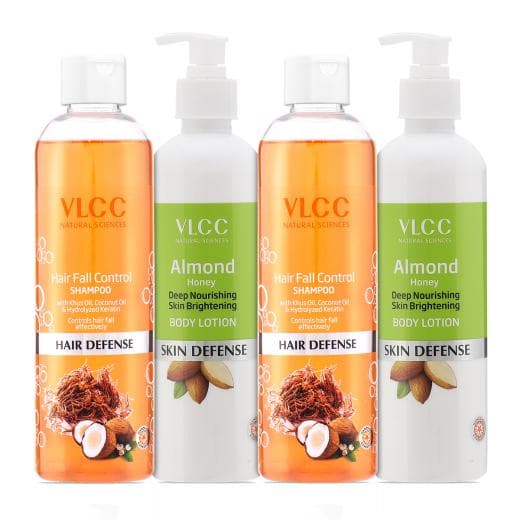 VLCC Hair Fall Control Shampoo & Almond Honey Skin Brightening Body Lotion
