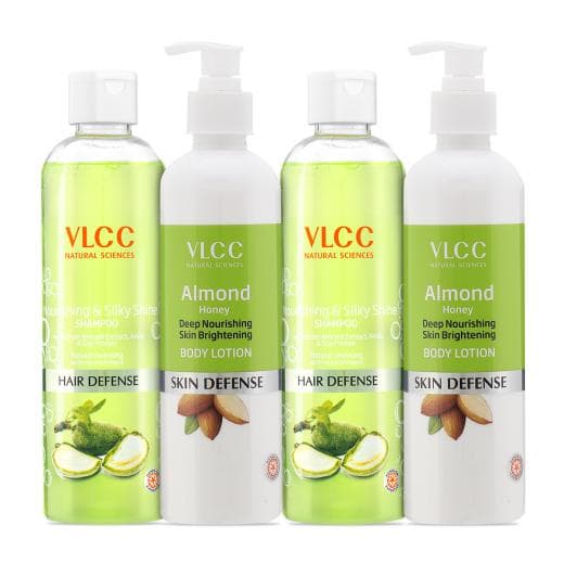 VLCC Nourishing and Silky Shine Shampoo & Almond Honey Skin Brightening Body Lotion