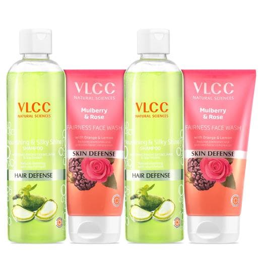 VLCC Nourishing and Silky Shine Shampoo & Mulberry & Rose Face wash