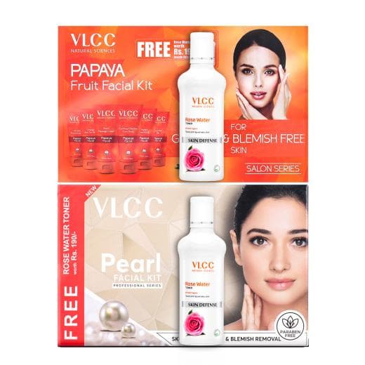 Papaya Fruit & Pearl Facial Kit with Free Rose Water Toner