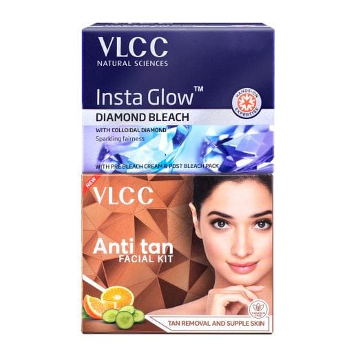 VLCC Salon At Home Combo - Anti Tan Facial Kit & Diamond Bleach