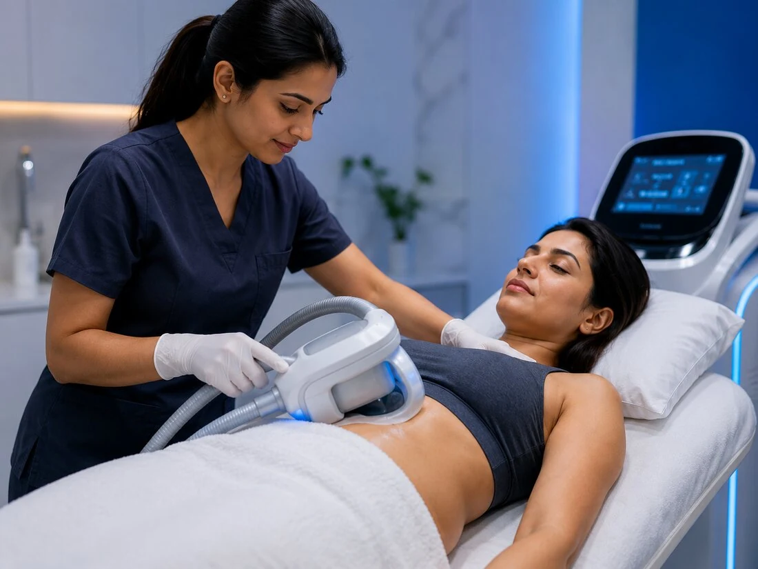 VLCC cryolipolysis treatment in progress