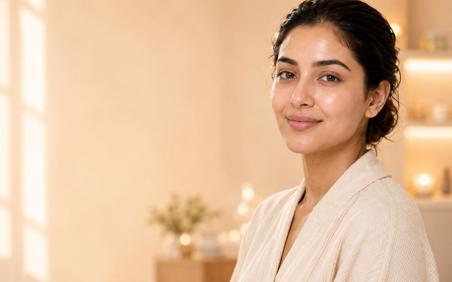 Woman with radiant glowing skin after a VLCC HydraFacial